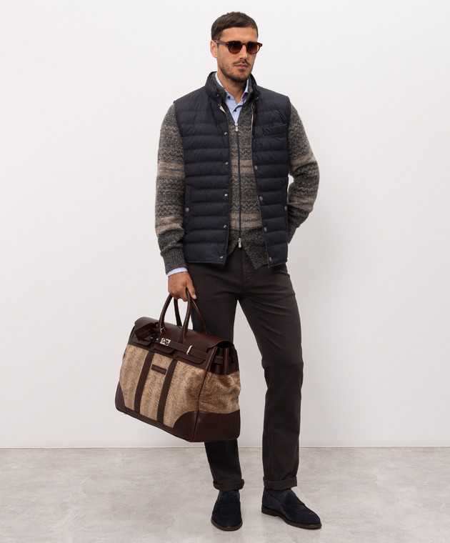 Brunello Cucinelli Темно-коричневі джинси з вишивкою емблеми M277PB3210 зображення 2
