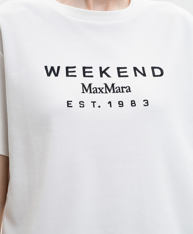 Max Mara Weekend Белая футболка с вышивкой логотипа WKDSABATO изображение 5