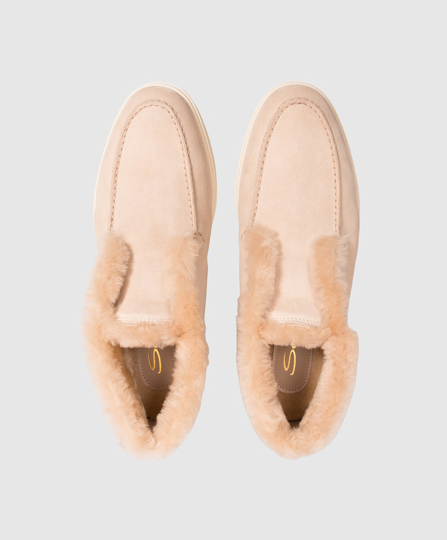 Santoni Бежевые замшевые дезерты на меху WUYA58457TISAPFR изображение 4