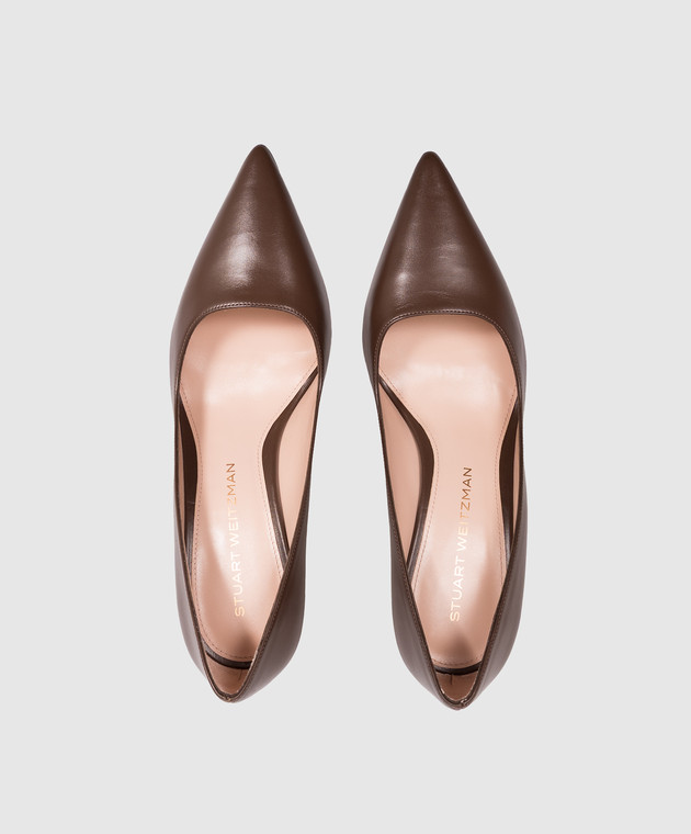 Stuart Weitzman Коричневые кожаные туфли STUART POWER SK328 изображение 4