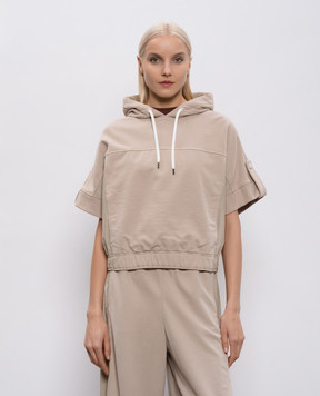 Brunello Cucinelli Бежево худи с короткими рукавами MN05NSW409