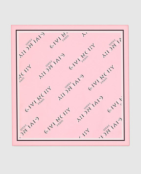 Givenchy Рожева хустка із шовку Shadow з принтом логотипа 710009347005