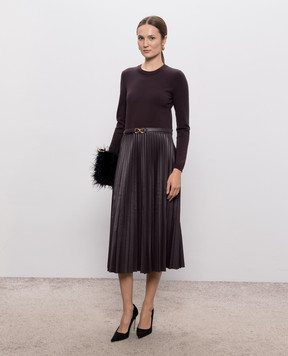 Twinset Коричневое платье с плиссированием 262TT3430