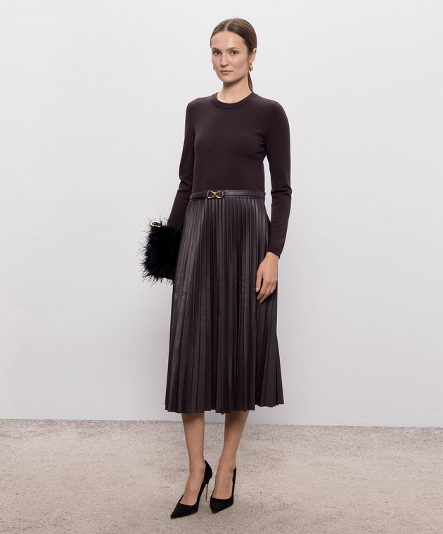 Twinset Коричнева сукня з плісуванням 262TT3430 зображення 2