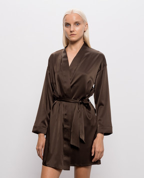 Dore & Rose Коричневий халат із шовку SILKROBE