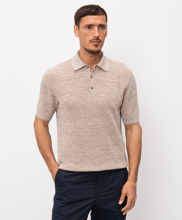 Peserico Бежевое поло с леном R59516F1209316 изображение 3