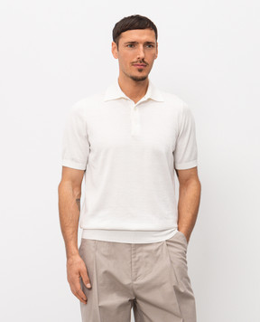 Brunello Cucinelli Поло з бавовни кольору айворі M29800125