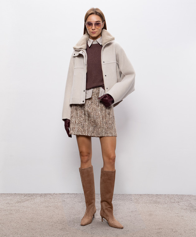 Brunello Cucinelli Куртка цвета айвори из шерсти и кашемира с мехом MD5327555 изображение 2