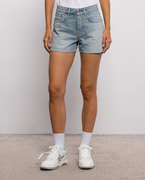 Off-White Блакитні джинсові шорти з ефектом потертості 2FJ00584B