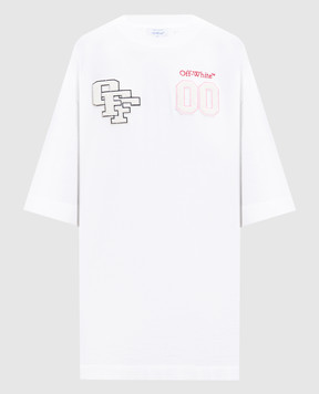 Off-White Біла сукня-футболка з фактурними нашивками 2DH00AS26JER002