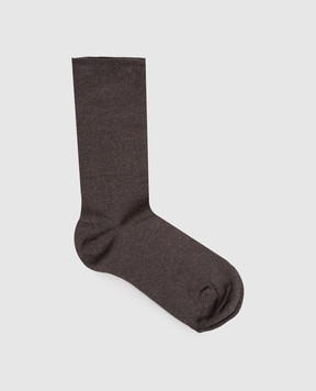 Brunello Cucinelli Темно-серые носки с кашемиром и шелком с люрексом M41945019P
