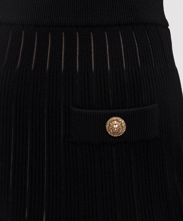 Balmain Чорна спідниця з тканим візерунком смужка HF1LBB53KK10 зображення 4