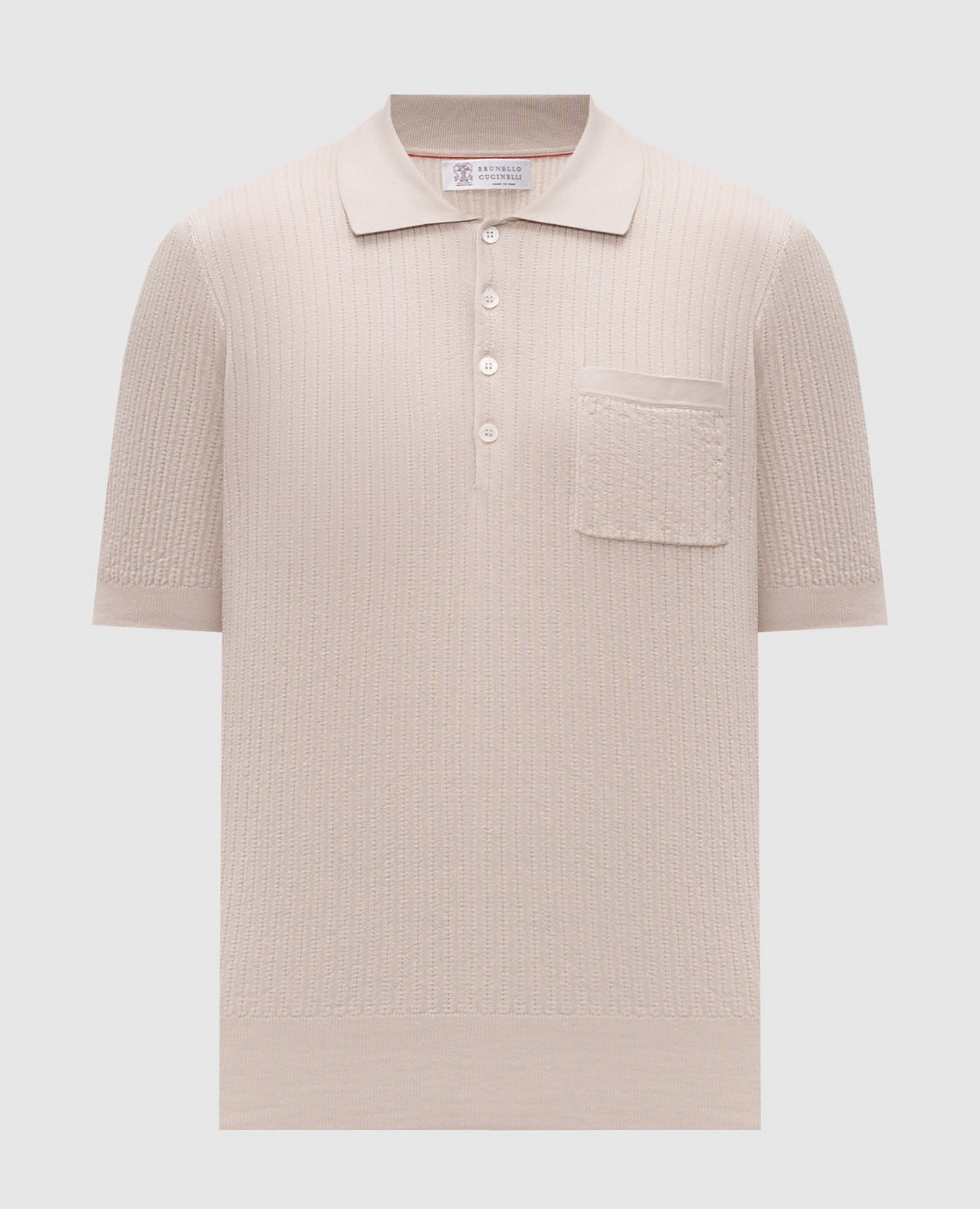Бежевое поло в тканом узоре