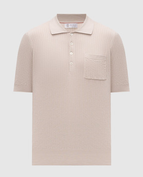 Brunello Cucinelli Бежевое поло в тканом узоре M29806205