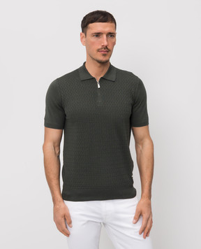 Enrico Mandelli Зелене поло з шовком з геометричним візерунком 3K034A5645