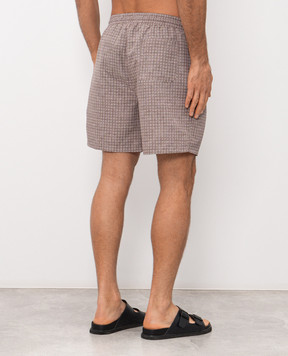 Brunello Cucinelli Коричневые шорты для плавания в принт MR847043