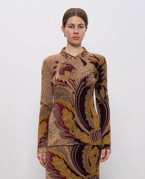 Etro Коричневий кардиган з вовни у візерунок WRKE0339AKC84