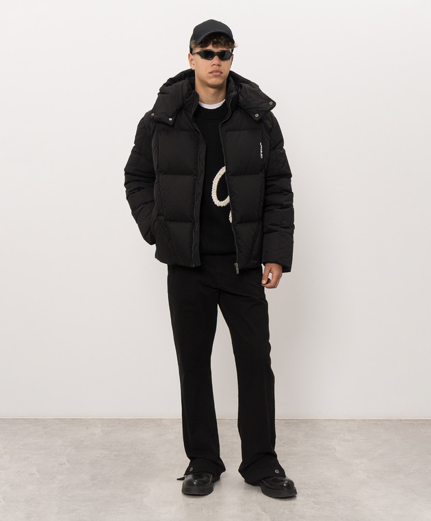 Off-White Чорна куртка з вишивкою логотипа 44MED06CF26F001 зображення 2
