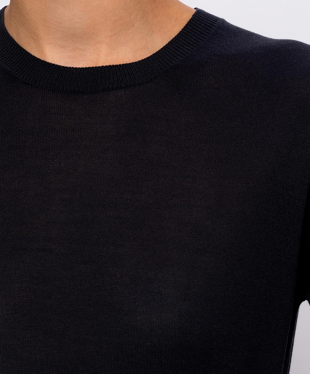 Max Mara Синий топ с шелком и кашемиром MXMACETI изображение 5
