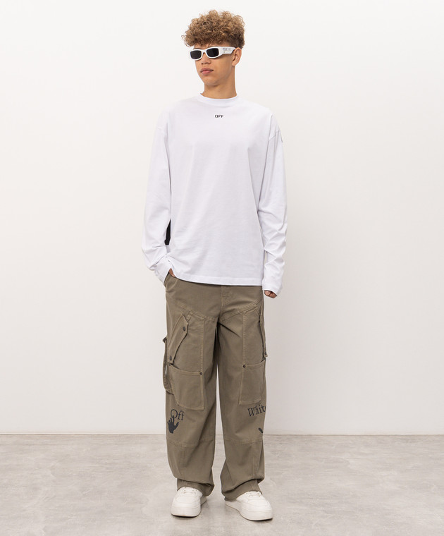 Off-White Белый лонгслив с логотипом Arrow 44MAB09CF26J001 изображение 2
