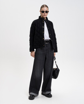 Max Mara Чорна твідова пухова куртка CERCHIO з вовною CERCHIO