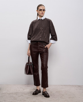 Brunello Cucinelli Коричневий джемпер з кашеміру з паєтками M12215100P