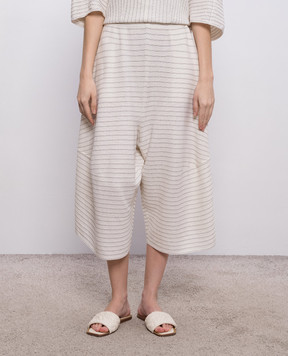 BOBOUTIC Кюлоти кольору айворі із шовку та льону 5024