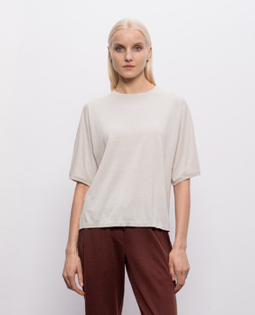 Brunello Cucinelli Бежевий топ з кашеміром та шовком з люрексом M41835700P
