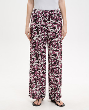 Asceno Рожеві штани із шовку в принт B050F58C505