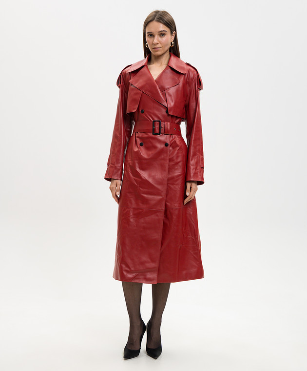 Babe Pay Pls Червоний шкіряний тренч 2409NATUREL зображення 3