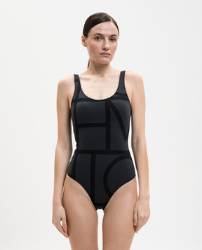 Toteme Чорний купальник з принтом монограми 213842795