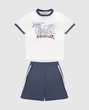 Moncler ENFANT Детский синий костюм с вышивкой L19548M0001589AFV