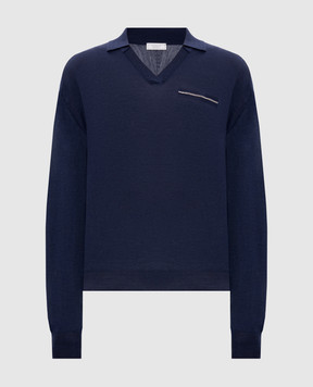 Peserico Синій пуловер з вовни з ланцюжком A99062F18K09169