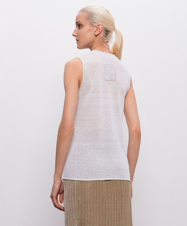 UMA WANG Білий топ Sleevless з льону UK7130 зображення 4