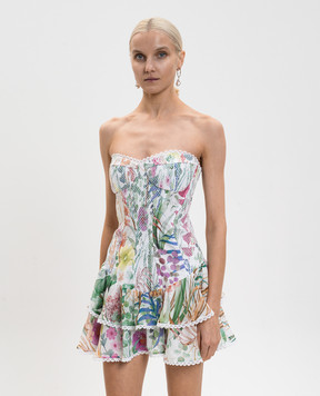 Charo Ruiz Біла сукня бюстьє Sora в квітковий принт 262601