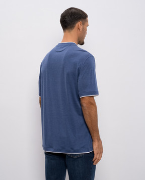 Brunello Cucinelli Синяя футболка с шелком MR8337427
