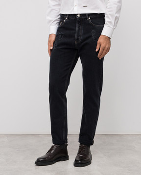 Brunello Cucinelli Сірі джинси з проріхами з логотипом M235PO1040
