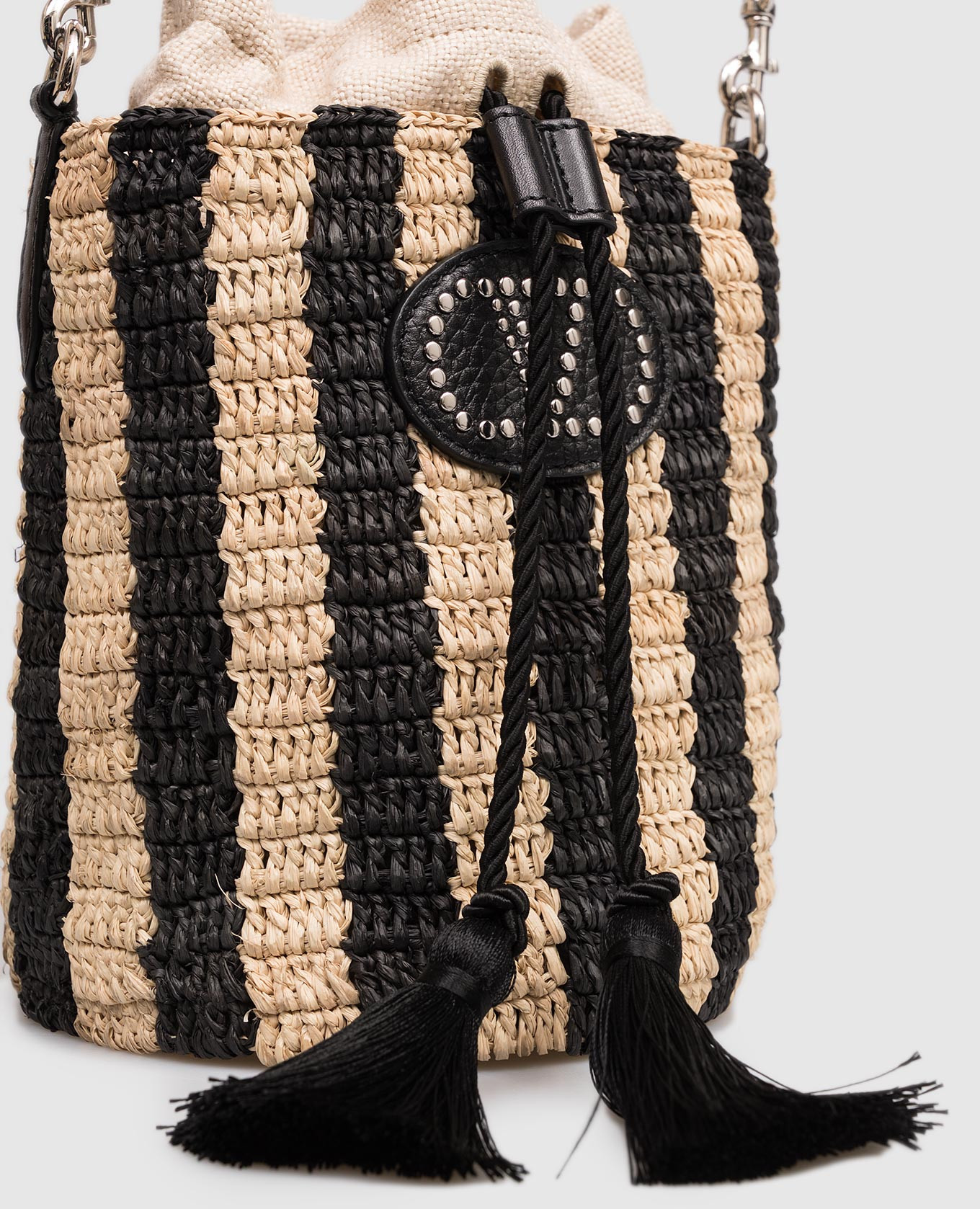 Valentino Сумка бакет-бег з рафії в смужку 8W2B0T03IXU зображення 6