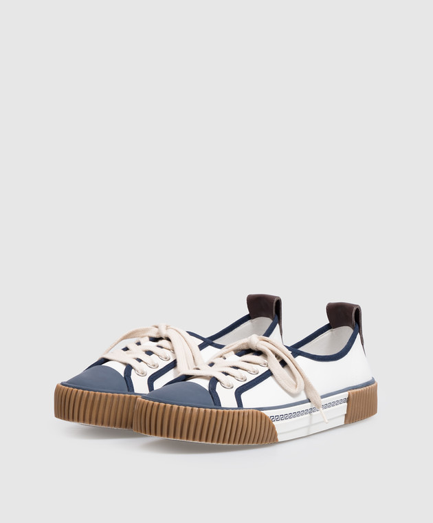 Versace Белые кожаные кеды Goliath Canvas 10248561A18389 изображение 2