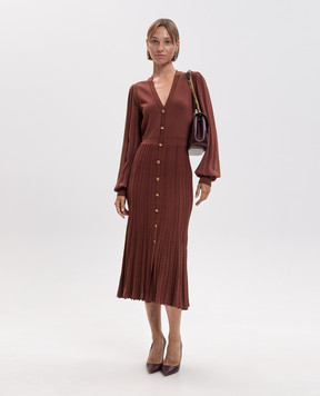 Twinset Коричнева сукня з фактурним візерунком 262TP3082