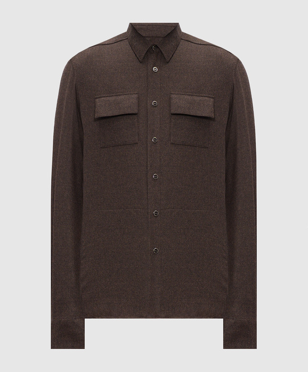 Kiton Коричнева сорочка з вовни UMCBUBAK0141I