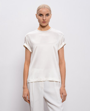 Brunello Cucinelli Білий топ із шовку з ланцюжком моніль M0C59DE310