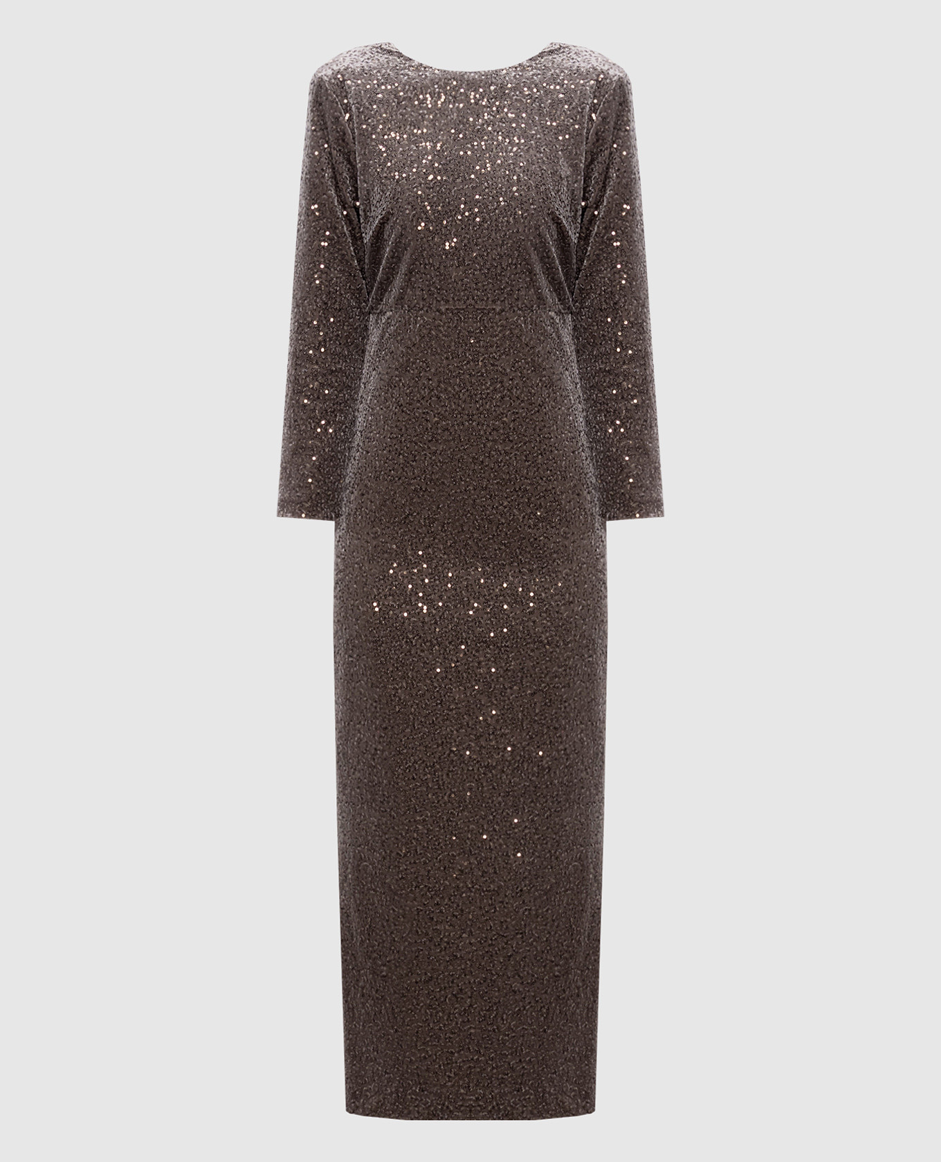 

Серое велюровое платье миди в пайетке, Серый, Повседневные платья