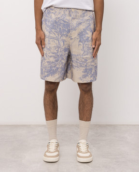 Off-White Бежеві шорти з льоном з принтом City Nature 44MCB09KF26F005