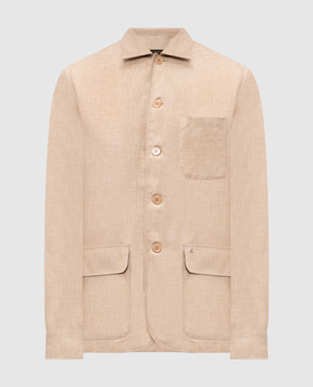 Stefano Ricci Бежевая рубашка из льна, шерсти и шелка SP008138B127HA