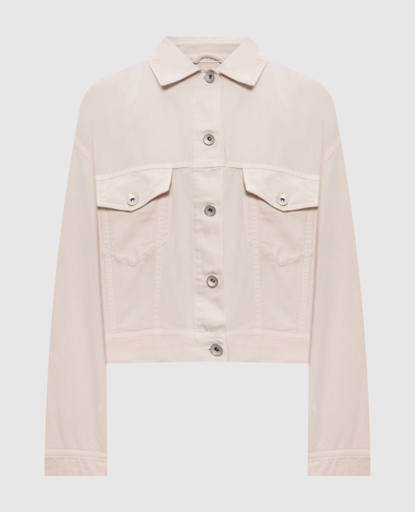 Джинсовая куртка цвета айвори с цепочкой мониль