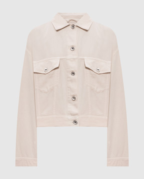 Brunello Cucinelli Джинсовая куртка цвета айвори с цепочкой мониль ML9967674