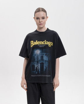 Balenciaga Черная футболка с принтом логотипа 871733TUVO6