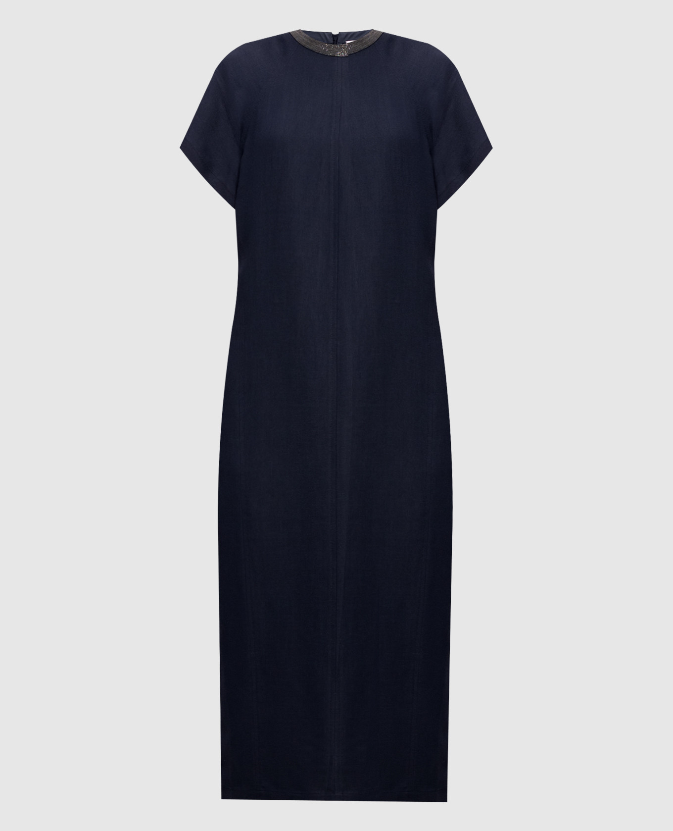 Синее платье с леном с цепочкой мониль