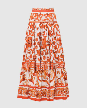 Dolce&Gabbana Біла спідниця максі в брендовий принт F4CX0TGDDRL